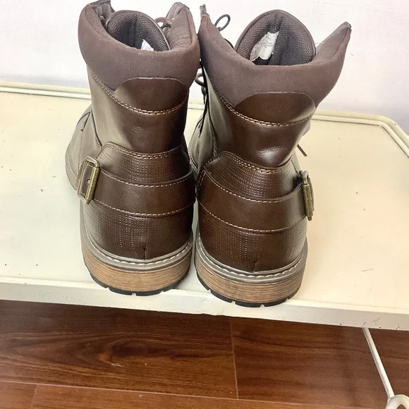 JF J. Ferrar Riverside Brown Comfort Moto Combat Ankle Lace-Up Boot Men's sz 13M - Picture 4 of 13